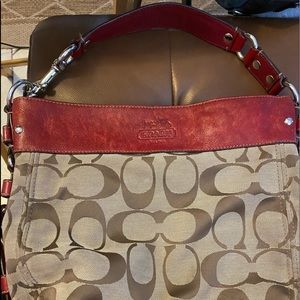 Vintage Coach Zoe Hobo Signature Canvas and Leather Bag